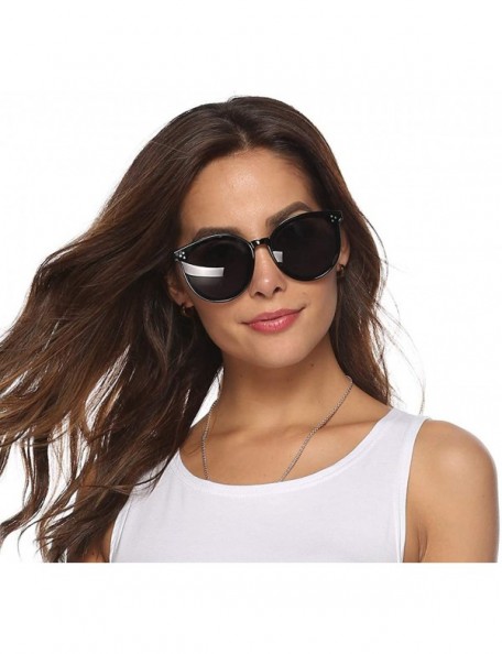 Oversized Fashion Design Oversized Round Women Sunglasses UV400 B2463 - Black - CZ18M9DRU3L $16.44