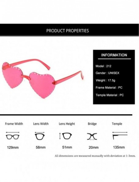 Rectangular Heart Shape Sunglasses Transparent Rimless Candy Color Glasses Frameless Love Eyewear Sunglasses UV400 Sunglass -...