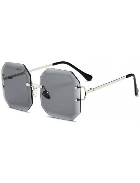 Rimless Rimless Sunglasses Vintage Diamond Designer - Gray - CL18Q9COOUS $23.80