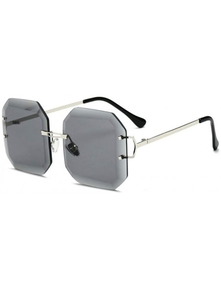 Rimless Rimless Sunglasses Vintage Diamond Designer - Gray - CL18Q9COOUS $10.29