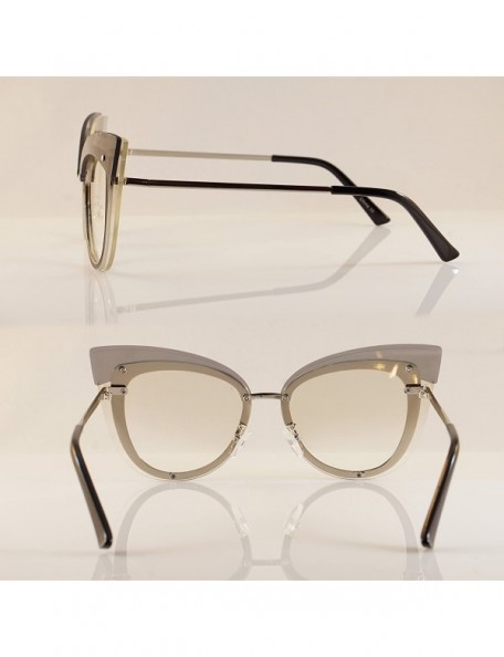 Round Muse Layered Top Cat-Eye Clear Eyeglasses Sunglasses A133 - Black/ Clear - CX18C5X2T08 $14.23
