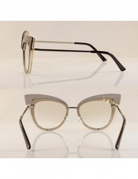 Round Muse Layered Top Cat-Eye Clear Eyeglasses Sunglasses A133 - Black/ Clear - CX18C5X2T08 $14.23