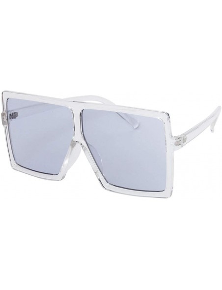 Shield Large Oversized Fashion Square Flat Top Sunglasses - Exquisite Packaging - 6-shiny Crystal - C71869427WC $7.83