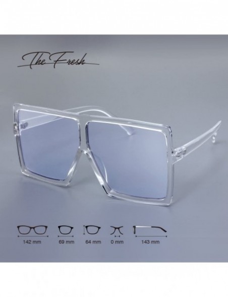 Shield Large Oversized Fashion Square Flat Top Sunglasses - Exquisite Packaging - 6-shiny Crystal - C71869427WC $7.83