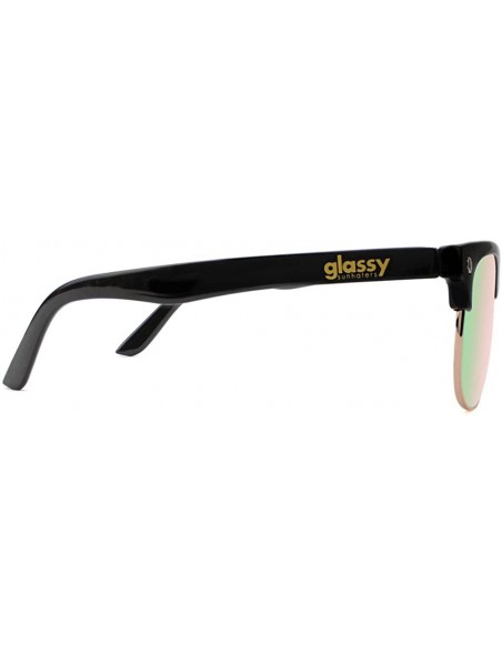 Round Morrison Half Rim Sunglasses - Black/Pink - CF18CHI4H5L $14.04