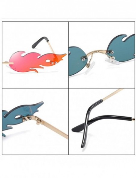 Rimless 2020 Fashion Fire Flame Sunglasses Women Men Brand Design Rimless Wave Eyewear - Glod - CR196K2ARET $12.10