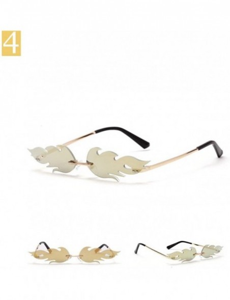 Rimless 2020 Fashion Fire Flame Sunglasses Women Men Brand Design Rimless Wave Eyewear - Glod - CR196K2ARET $12.10