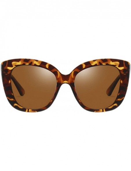 Oversized Large Sunglasses Oversized Cateye Polarized Fashion Eyewear 100% UV Protection - Tortoise - CB190R9E9KT $15.07