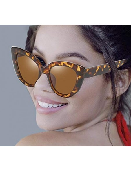Oversized Large Sunglasses Oversized Cateye Polarized Fashion Eyewear 100% UV Protection - Tortoise - CB190R9E9KT $15.07