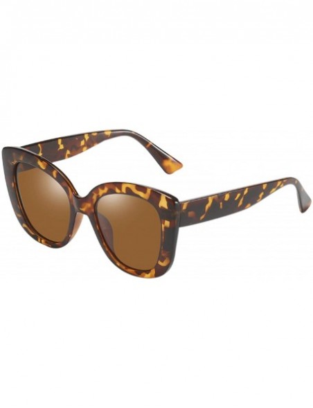 Oversized Large Sunglasses Oversized Cateye Polarized Fashion Eyewear 100% UV Protection - Tortoise - CB190R9E9KT $15.07