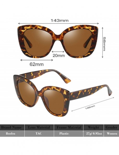 Oversized Large Sunglasses Oversized Cateye Polarized Fashion Eyewear 100% UV Protection - Tortoise - CB190R9E9KT $15.07