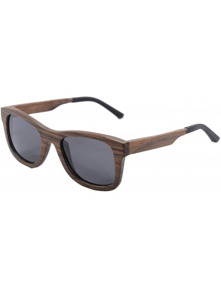Oval Polarized Wood Sunglasses UV400 Eye Protective Wooden Glasses with Anti-glare Lens Wood Frame for Men-Z68043 - CD18SC2QK...