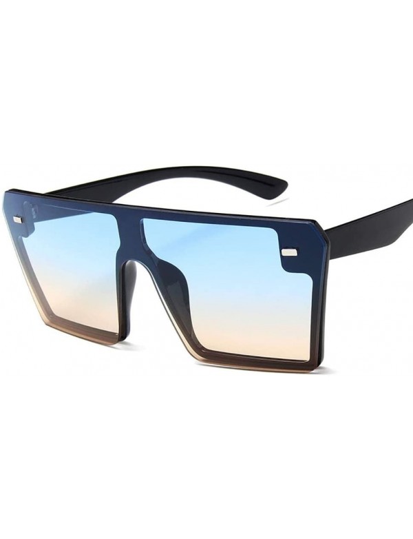 Square Colorful Sunglasses Personality Driving - Black Blue Yellow - CY190MHQTRR $34.53