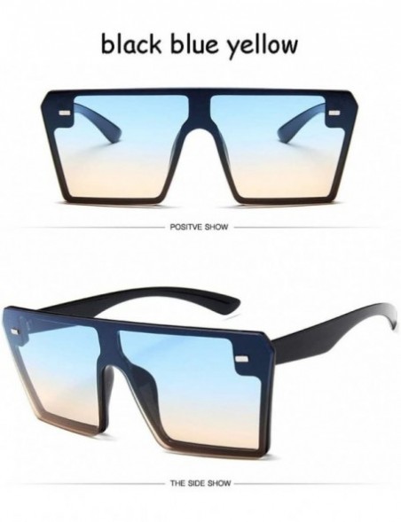 Square Colorful Sunglasses Personality Driving - Black Blue Yellow - CY190MHQTRR $34.53