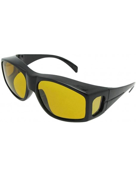 Wrap Large Polarized Wrap Around Fit Over Sunglasses F18 - Black Frame-dark Yellow Lenses - CH186TM55O0 $16.58