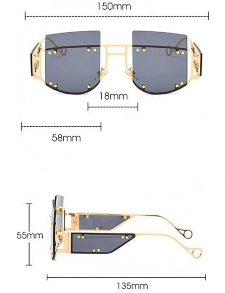 Square new frameless windproof personality men and women brand fashion trend sunglasses UV400 - Grey - C618ALMG90M $14.56