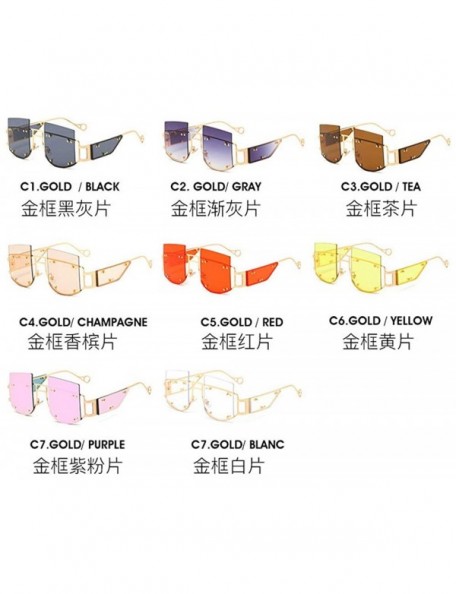 Square new frameless windproof personality men and women brand fashion trend sunglasses UV400 - Grey - C618ALMG90M $14.56