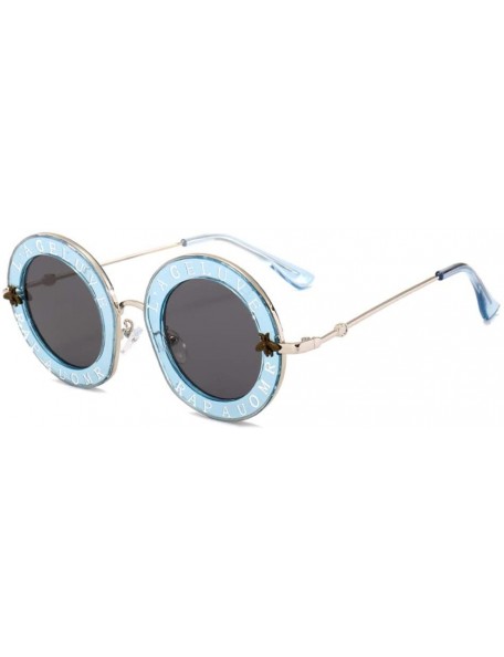 Goggle Little Bees English Letter Women Sunglasses Designer Retro Round Sun Glasses Female UV400 Ladies Eyewear - CX18Y25DLO8...