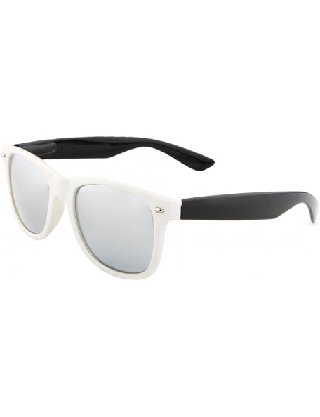 Square Retro Classic Sunglasses Men Women Shades Dark Lens - White (Mirror) - CL119M65GAN $10.57