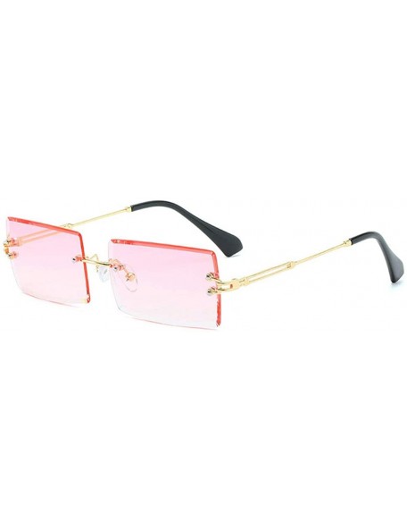 Goggle Fashion Small Rectangle Sunglasses Women Ultralight Candy Color Rimless Ocean Sun Glasses - Gold&pink - C118UT3S8DA $1...