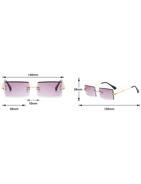 Goggle Fashion Small Rectangle Sunglasses Women Ultralight Candy Color Rimless Ocean Sun Glasses - Gold&pink - C118UT3S8DA $1...