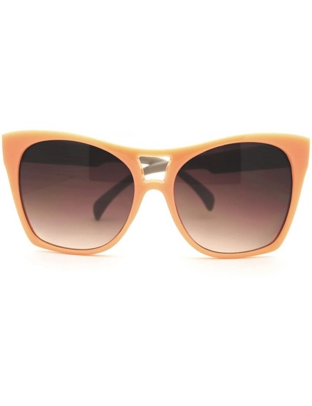 Square Celebrity Fashion Oversized Sunglasses Unique Square Frame - Peach - C711FSFDZID $12.21