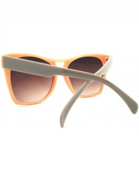 Square Celebrity Fashion Oversized Sunglasses Unique Square Frame - Peach - C711FSFDZID $12.21