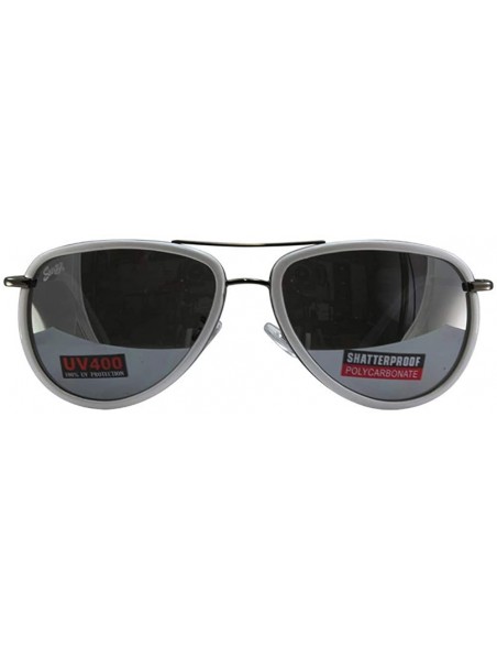 Aviator 2 Pairs Swag Aviator B Fashion Sunglasses Red White Frame Flash Mirror Lens - CG18Z6QZ5AY $12.67