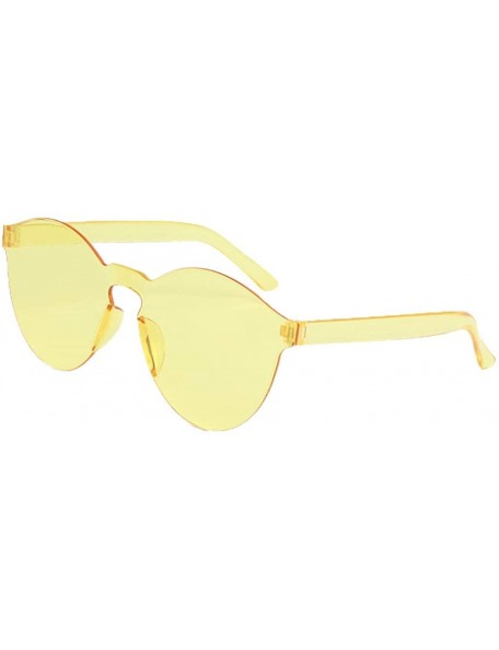 Semi-rimless Sweet Couple Sunglasses-Frameless Transparent Glasses Europe America Style Candy Color Trendy Glasses - Yellow -...