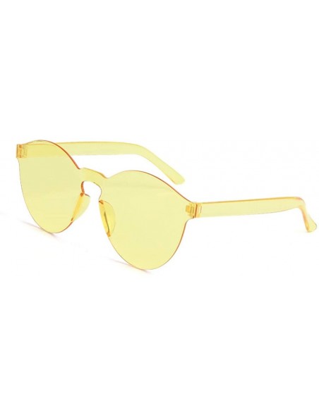 Semi-rimless Sweet Couple Sunglasses-Frameless Transparent Glasses Europe America Style Candy Color Trendy Glasses - Yellow -...