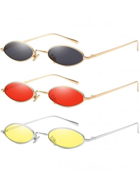 Oval Vintage Slender Oval Sunglasses Small Metal Frame Candy Colors - CO18EK5UOL2 $21.20