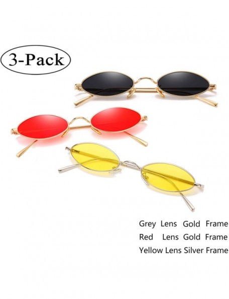 Oval Vintage Slender Oval Sunglasses Small Metal Frame Candy Colors - CO18EK5UOL2 $21.20