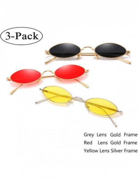 Oval Vintage Slender Oval Sunglasses Small Metal Frame Candy Colors - CO18EK5UOL2 $21.20