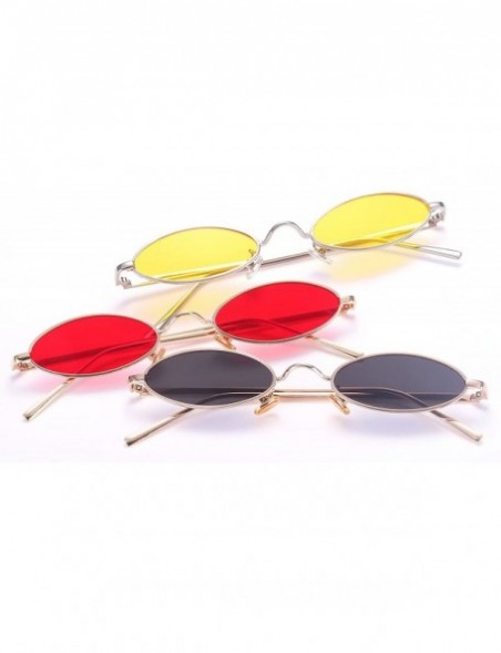 Oval Vintage Slender Oval Sunglasses Small Metal Frame Candy Colors - CO18EK5UOL2 $21.20
