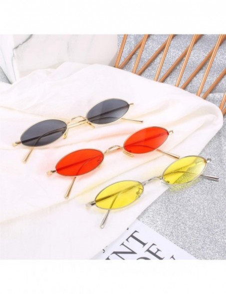 Oval Vintage Slender Oval Sunglasses Small Metal Frame Candy Colors - CO18EK5UOL2 $21.20