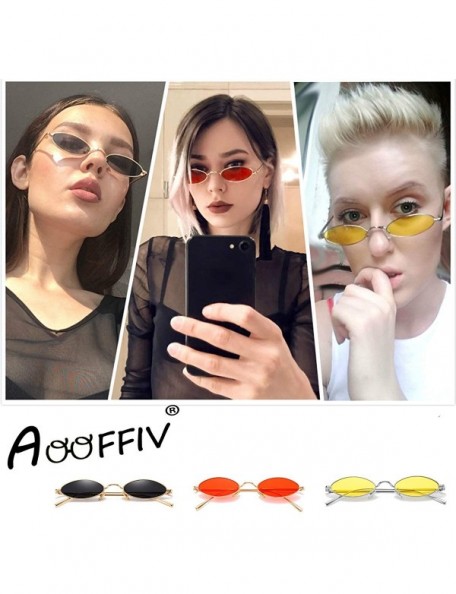 Oval Vintage Slender Oval Sunglasses Small Metal Frame Candy Colors - CO18EK5UOL2 $21.20