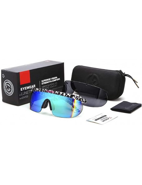 Sport Wrap Around Sport Sunglasses for men women Semi Rimless Lens Retro Rainbow Mirrored Lens UV400 Protection - 4 - CA1983W...
