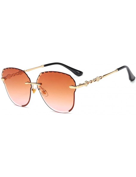 Aviator Women's fashion sunglasses- frameless fashion sunglasses ladies fox head multicolor sunglasses - C - CW18RRAN77S $49.49