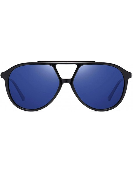 Aviator Unisex Aviator Polarized Sunglasses for Men Women with TR90 Flexible Frame UV400 Protection 8062 - Black/Blue - CV195...