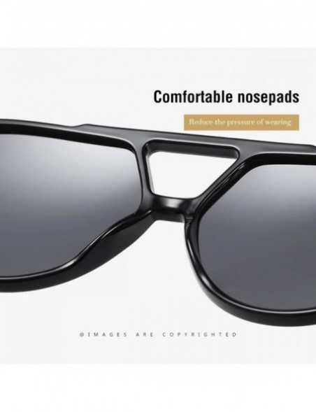 Aviator Unisex Aviator Polarized Sunglasses for Men Women with TR90 Flexible Frame UV400 Protection 8062 - Black/Blue - CV195...