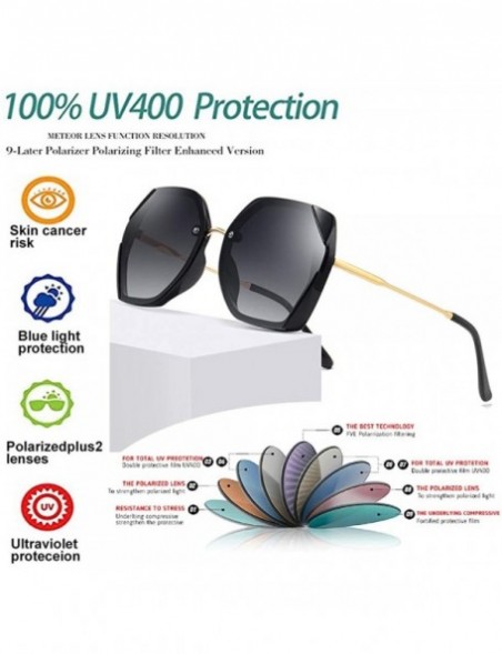 Sport Oversized Polarized Sunglasses for Women Protection UV400 YJ135 - Black Frame Grey Lens - C61963ZL8X2 $13.95