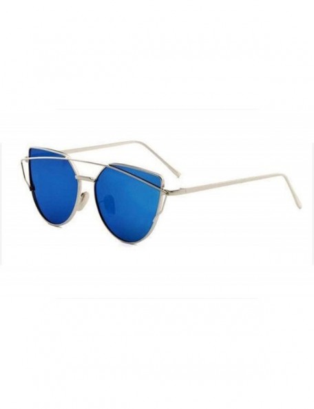 Cat Eye Sunglasses Cat Eye Vintage Metal Reflective Shades UV400 - Color 2 - CY197A265K4 $34.99