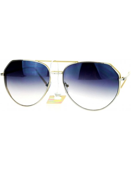 Oversized Oversized Aviator Sunglasses Angled Metal Frame Unisex Design - Silver Gold - CL12B068637 $10.58