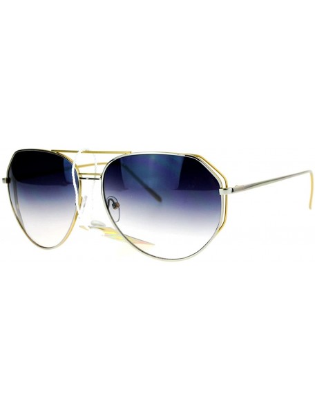 Oversized Oversized Aviator Sunglasses Angled Metal Frame Unisex Design - Silver Gold - CL12B068637 $10.58