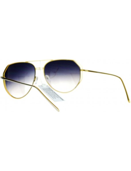 Oversized Oversized Aviator Sunglasses Angled Metal Frame Unisex Design - Silver Gold - CL12B068637 $10.58