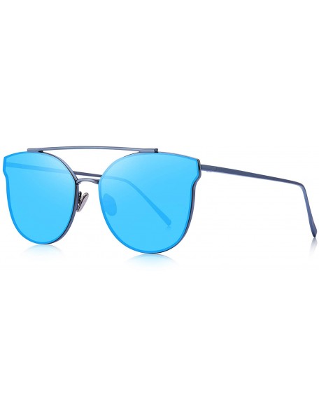 Rimless Fashion Women Cat Eye Sunglasses Coating Mirror Lens Sun glasses UV400 S7882 - Blue - C917YDEDH40 $10.46