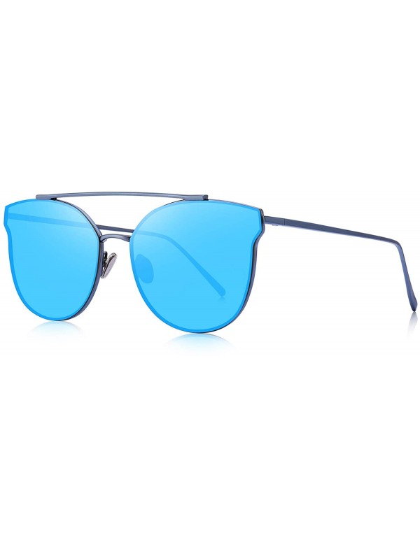 Rimless Fashion Women Cat Eye Sunglasses Coating Mirror Lens Sun glasses UV400 S7882 - Blue - C917YDEDH40 $10.46