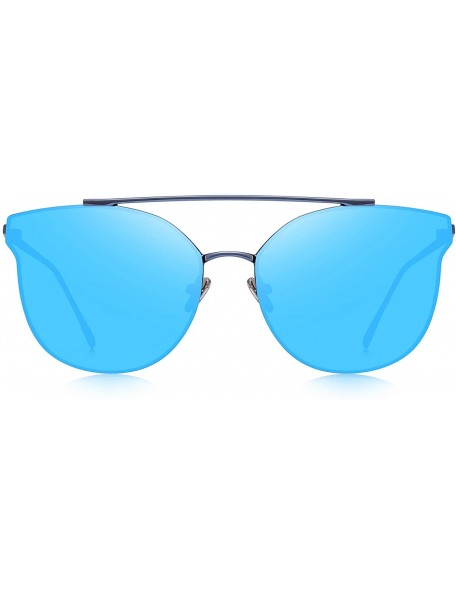 Rimless Fashion Women Cat Eye Sunglasses Coating Mirror Lens Sun glasses UV400 S7882 - Blue - C917YDEDH40 $10.46