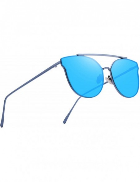 Rimless Fashion Women Cat Eye Sunglasses Coating Mirror Lens Sun glasses UV400 S7882 - Blue - C917YDEDH40 $10.46