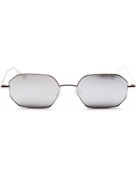 Goggle Women Retro Classic Small Polygon Sunglasses Men Luxury Vintage Mirrors Colour Transparent Lens Glasses UV400 - 3 - C8...